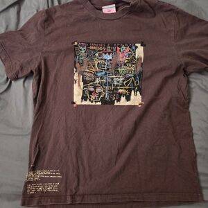 Brown Graphic T-Shirt with Colorful Design